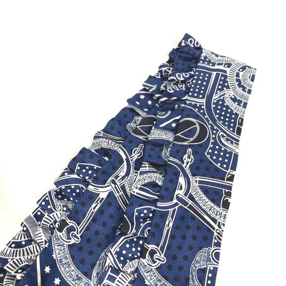 HERMES Apron Doll Frill Twilly Scarf silk Marine Foncé/Black/White blue Unused - Picture 2 of 8